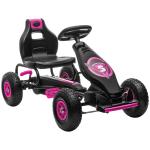 Kart a Pedais para Crianças 5 - 12 Anos com Assento Ajustável Pneus Insufláveis Amortecimento e Travão de Mão 121x58x61 cm Rosa