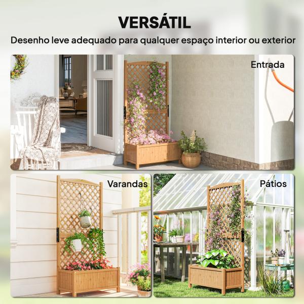 Floreira de Jardim com Treliça Caixa de Plantio com Suporte para Plantas Trepadeiras 90x45x180cm Madeira