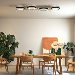 Candeeiro de Teto Regulável com 4 Focos Controlo Remoto Modos de Cena 1500 lm 38 W 3000 K - 6500 K 100x31x7 cm Preto e Dourado