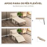 Sofá Cama 4 em 1 Estofado em Linho com Encosto Ajustável em 5 Níveis e Almofada Acolchoada 75x80x74 cm Creme