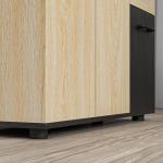 Aparador Estreito de Sala com 2 Portas, 2 Gavetas e Prateleira Ajustável 90x30x75,5 cm Natural e Preto