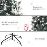 Árvore de Natal Automática 150 cm com 378 Ramos 41 Decorações Suporte em Aço Base Dobrável e Removível Verde