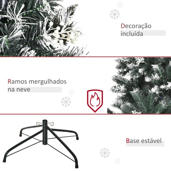 Árvore de Natal Automática 150 cm com 378 Ramos 41 Decorações Suporte em Aço Base Dobrável e Removível Verde