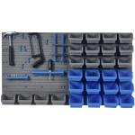 Prateleira de Parede Organizador de Ferramentas Prateleiras de Armazenamento com 28 Caixas ​54x95 cm Cinza e Azul