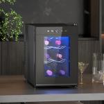 Cave de Vinho para 6 Garrafas com Luz LED Ecrã Tátil Controlo de Temperatura e 2 Prateleiras Ajustáveis 26,5x51,5x39,3 cm Preto