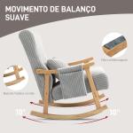 Poltrona Baloiço Moderna em Veludo Cotelê com Apoio para os Braços Almofada Lombar e Bolso Poltrona de Amamentação 65x90x98 cm Cinza