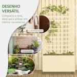 Floreira com Treliça de Madeira Maciça com 4 Rodas e Malha Geotêxtil para Cultivos de Plantas Flores 76x30x155 cm Branco