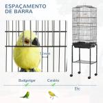 Gaiola para Passáros com Suporte Gaiola Metálica de Aves Canários com 4 Rodas Portas 4 Comedouros 3 Poleiros Bandeja Removível e Prateleira Inferior 46,5x36x157cm Preto