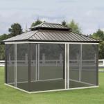 4 painéis laterais 335x207 cm para tenda de jardim com mosquiteira zíperes e anéis preto