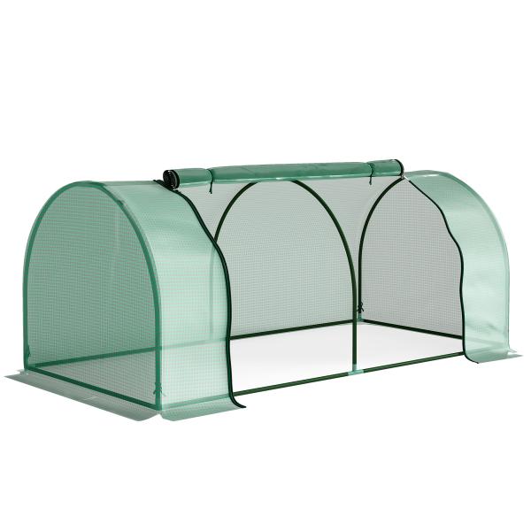 Estufa de Jardim 200x100x80 cm para Cultivo de Plantas Sementes Estufa com Estrutura de Aço e Cobertura de Plástico Verde