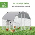 Galinheiro para Exterior para 4 - 6 Galinhas de Aço Galvanizado com Teto de Tecido Oxford 2,8x1,90x1,97 m Prata