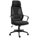 Cadeira de escritório ergonômica Cadeira de mesa inclinável ajustável em altura com encosto de braço Encosto de cabeça 5 rodas Suporta até 120 kg 64x58x116 - 126 cm Preto