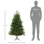 Árvore Artificial de Natal 150cm com Base Dobrável 440 Galhos PE Tridente e PVC Individual Árvore de Natal Decorativa Exterior Interior Ø75x150cm Verde