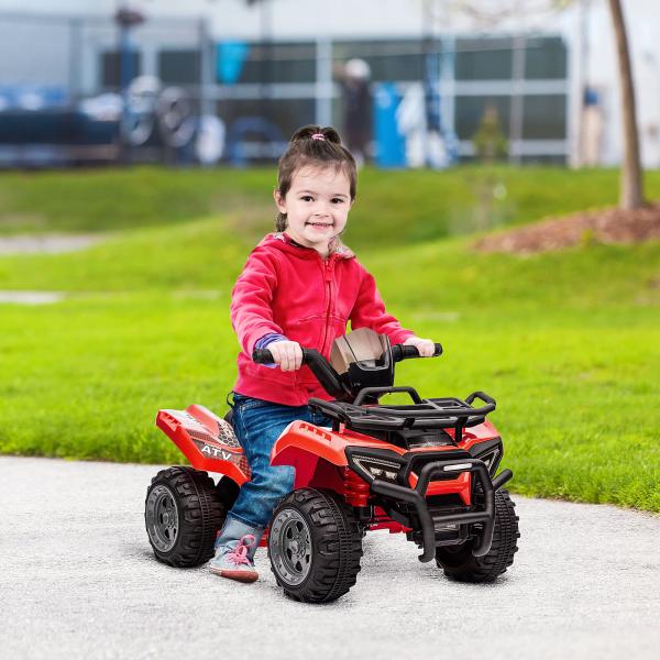Quadriciclo Elétrico para Crianças Veículo Elétrico a Bateria 6V Infantil com Velocidade 2km/h 70x42x45 cm Vermelho