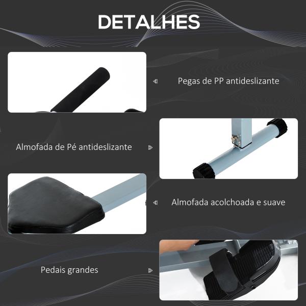 Máquina de Remo com Ecrã LCD para Academia Exercícios de Musculação ou Resistência Carga Máxima 100kg 130x47,5x67cm Cinza