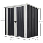 Abrigo de Jardim 1,26 m² de Aço Galvanizado com 2 Portas para Armazenamento de Ferramentas 147x86x134 cm Preto
