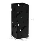 Suporte para Guarda - Chuvas com 4 Ganchos e Bandeja de Gotejamento Amovível Porta Guarda - Chuvas 15,5x15,5x41 cm Preto