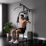 Máquina de Musculação com Pesos Ajustáveis de 45 kg, Press de Peito e Pernas, Polia, 135x103x200 cm, Preto