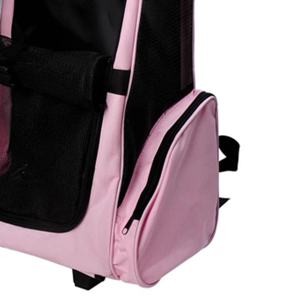 Transportadora 2 em 1 para Animais de Estimação Mochila ou Carrinho de Viagem para Cães e Gatos com 2 Rodas Alça Retrátil de Alumínio e Bolso de Armazenamento 42x25x55cm Rosa