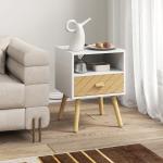 Mesa de Cabeceira com Estação de Carregamento Gaveta 2 Tomadas AC Porta USB e Tipo - C 40x35x54,7 cm Branco