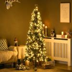Árvore de Natal Artificial com 240 Luzes LED 618 Ramos Suporte de Aço e Formato Slim para Interior Ø68x180 cm Verde