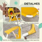 Conjunto Infantil de Mesa e Cadeiras de Exterior Conjunto de 2 Cadeiras Dobráveis e Mesa para Crianças Amarelo e Castanho