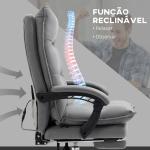Cadeira de Escritório com 6 Pontos de Massagem e 5 Modos Reclinável com Função de Aquecimento 66x74x114 - 121,5 cm Cinza