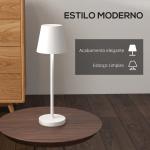 Candeeiro de Mesa com Luzes LED Candeeiro de Mesa Sem Fios Recarregável por USB - C 3 Cores Ø11,2x36,5 cm Branco