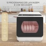 Máquina de Lavar Loiça Pequena Bancada Compacta Depósito de Água 6L 45x44x45,8cm Branco