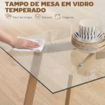 Mesa de Jantar Retangular Moderna para 6 Pessoas Superfície de Vidro Temperado 150x75x76 cm Transparente