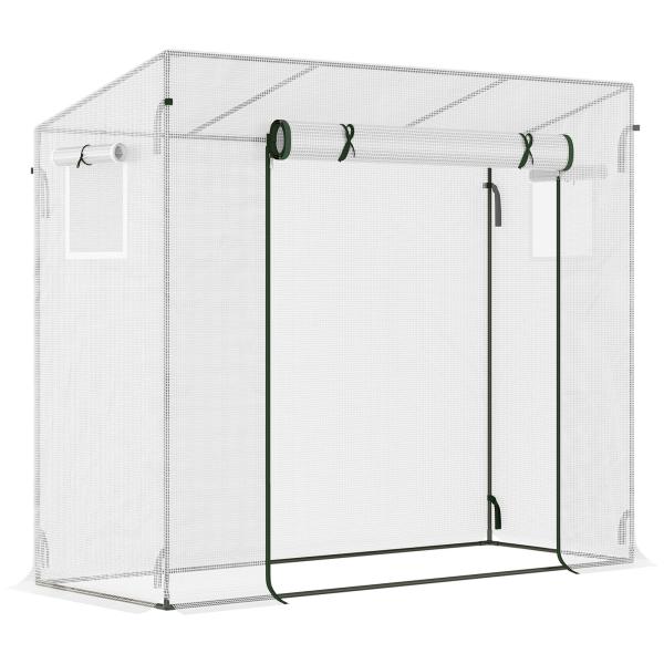 Estufa de Jardim Pequena Estufa de Exterior com Janelas e Estrutura de Aço Estufa de Cultivo 200x76x168 cm Branco