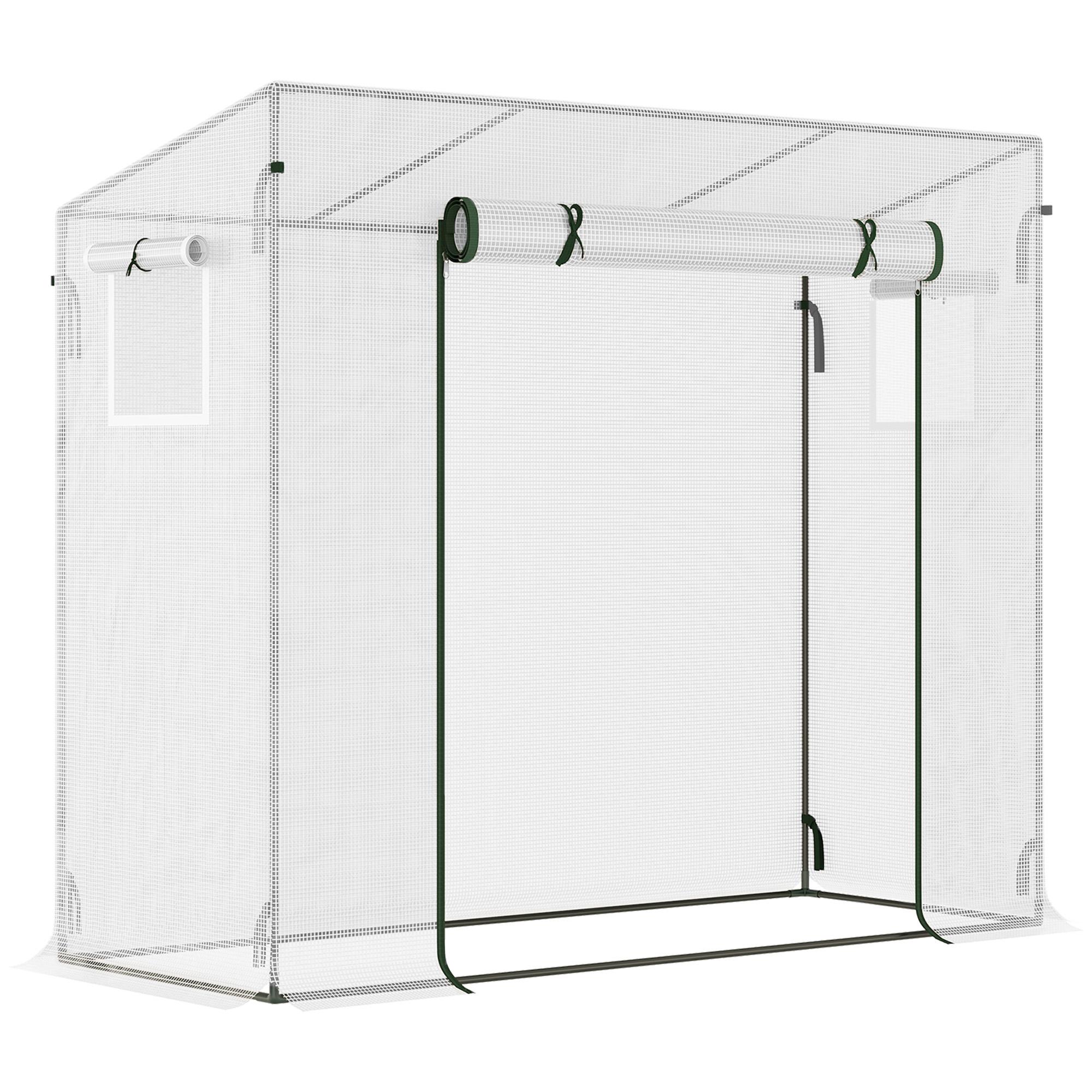 Estufa de Jardim Pequena Estufa de Exterior com Janelas e Estrutura de Aço Estufa de Cultivo 200x76x168 cm Branco