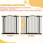 Barreira de Segurança para Cães com Largura Ajustável 74 - 94 cm e Extensão para Escadas e Portas Preto