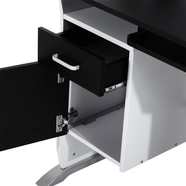 Mesa para Computador com Gaveta Armário e Suporte para CPU Secretária para Escritório 100x52x75cm Preto e Branco