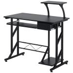 Mesa de Computador com 1 Gaveta Bandeja para Teclado e Suporte para CPU para Escritório Estúdio 90x50x95 cm Preto