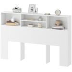Cabeceira de Cama 160 cm com Arrumação e 4 Compartimentos Abertos para Quarto, Branco