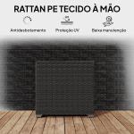 Baú de Armazenamento Exterior de Ratã de 253L com Vara Hidráulica Forro com Fecho e Estrutura de Aço Preto