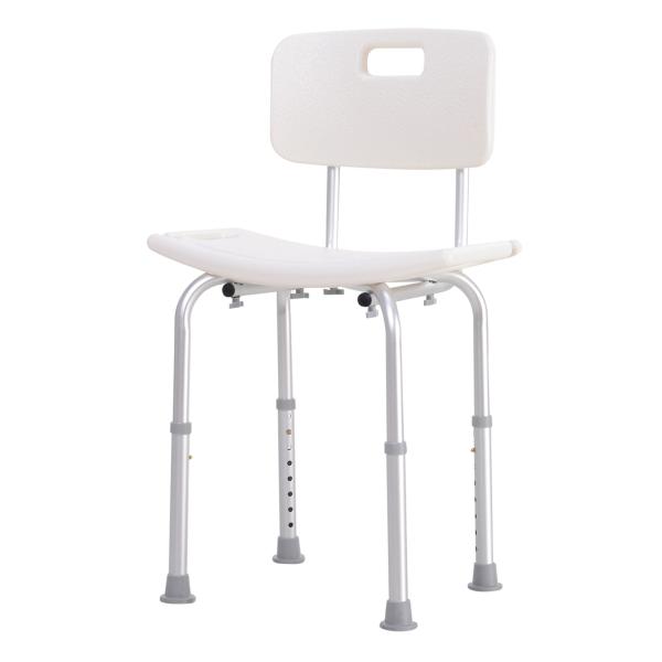Cadeira para Duche Antiderrapante com Altura Ajustável em 8 Níveis Cadeira de Banho 50,6x43x71 - 88 cm Branco