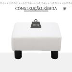 Apoio para os Pés Octomano Banco Pequeno Estofado em Pele Sintética com Assento Acolchoado e Pés de Plástico 40x30x24 cm Branco