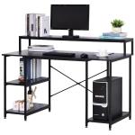 Mesa para Computador com Prateleiras Pés Ajustáveis ​​Moldura de Metal 140x60x93 cm