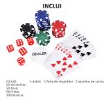 Mala de Poker Profissional com 200 Fichas Jogo de Poker com Maleta de Alumínio 5 Dados 2 Baralhos de Cartas e 1 Ficha de Dealer 29,5x20,5x6,5cm Multicor