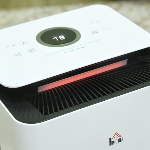 Desumidificador Elétrico 10L/dia Depósito 2,5L Silencioso com 5 Modos 2 Velocidades Ecrã LED e Temporizador 25x25x50,5 cm Branco