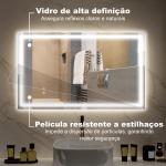 Espelho Casa de Banho com Luz LED 100x60 cm Espelho de Parede com Iluminação Anti - Embaciamento Brilho Ajustável e Interruptor Tátil