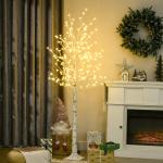 Árvore Cerejeira com 180 Luzes LED IP4 Banco Quente com Luz Ajustável em 3 Modos 21,5x21,5x180cm Branco