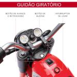 Motocicleta Elétrica Infantil com 3 Rodas Triciclo a Bateria 6V para Crianças de 18 - 36 Meses com Farol Buzina 72x57x56cm Vermelho