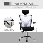 Cadeira de Escritório Ergonômica Cadeira de Escritório Giratória com Altura Ajustável Função Reclinável Apoio para a Cabeça e Suporte Lombar 65x67x108 - 118cm Branco