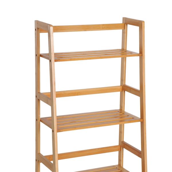 Estante de Bambu com 4 Prateleiras Estante em Forma de Escada para Sala de Estar Escritório 48x31,5x120 cm Madeira