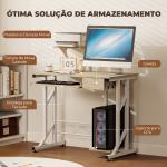 Secretária para Computador com Bandeja para Teclado e Gaveta, Mesa de Estudo para Escritório, 90x50x100 cm, Carvalho