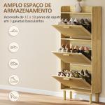 Sapateira com 3 Gavetas Rebatíveis e Prateleira Aberta para 12 - 18 Pares de Sapatos 65x24,5x153 cm Carvalho