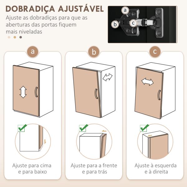 Armário de Cozinha com 4 Portas e Prateleiras Ajustáveis Anti - Tombo 60x30x170,5 cm Preto